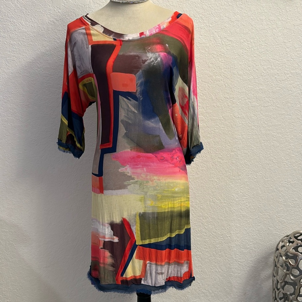 SAVE THE QUEEN Dress Abstract Print, XS Made in Italy Rough edges is the design,